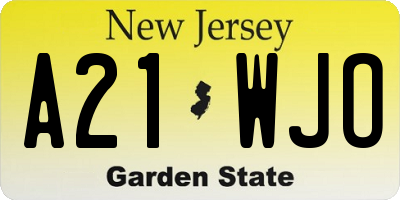 NJ license plate A21WJO