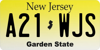 NJ license plate A21WJS