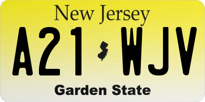 NJ license plate A21WJV