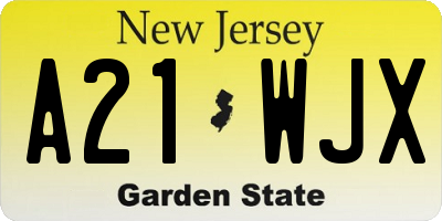 NJ license plate A21WJX