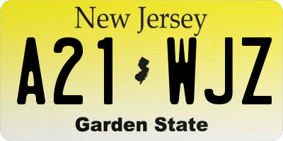 NJ license plate A21WJZ