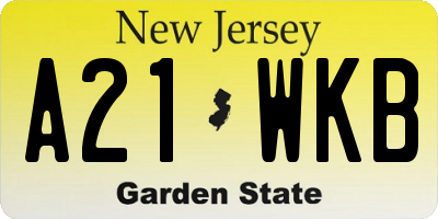 NJ license plate A21WKB