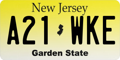 NJ license plate A21WKE