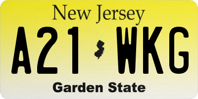 NJ license plate A21WKG