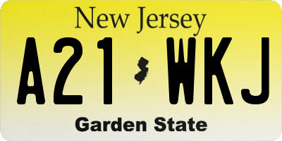 NJ license plate A21WKJ