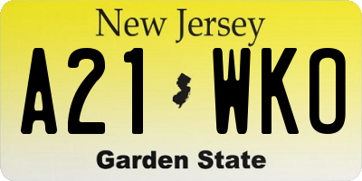 NJ license plate A21WKO