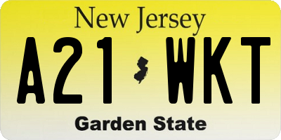 NJ license plate A21WKT