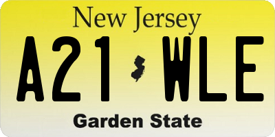 NJ license plate A21WLE