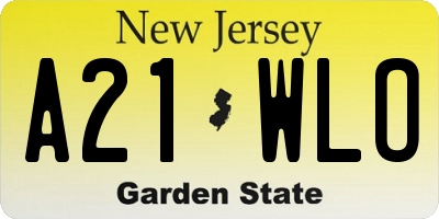 NJ license plate A21WLO
