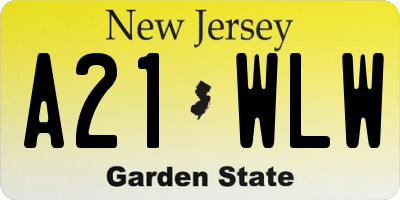 NJ license plate A21WLW