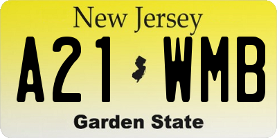 NJ license plate A21WMB
