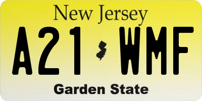 NJ license plate A21WMF