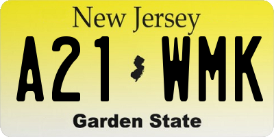 NJ license plate A21WMK