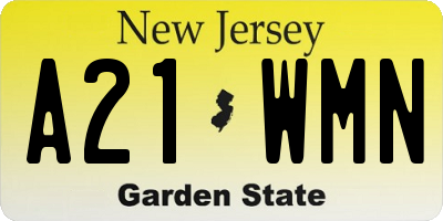 NJ license plate A21WMN