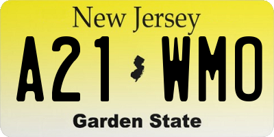NJ license plate A21WMO