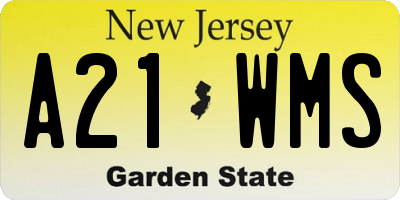 NJ license plate A21WMS
