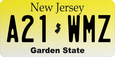 NJ license plate A21WMZ