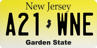 NJ license plate A21WNE