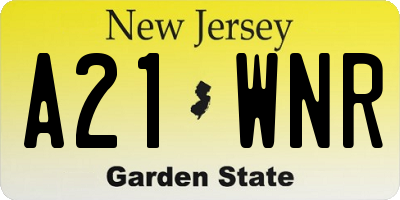 NJ license plate A21WNR