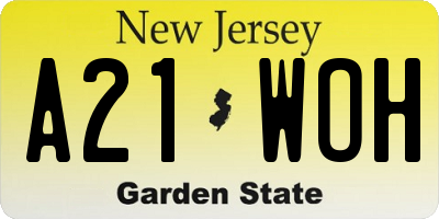 NJ license plate A21WOH