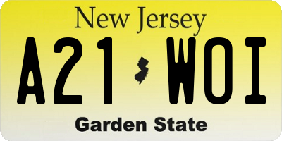 NJ license plate A21WOI