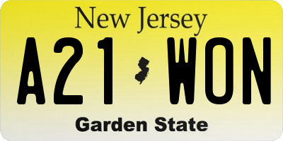 NJ license plate A21WON
