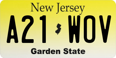 NJ license plate A21WOV