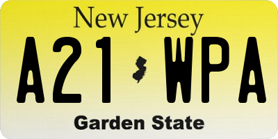 NJ license plate A21WPA