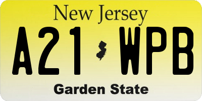 NJ license plate A21WPB