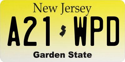 NJ license plate A21WPD
