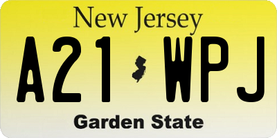 NJ license plate A21WPJ