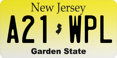 NJ license plate A21WPL