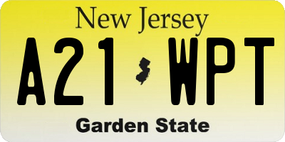 NJ license plate A21WPT