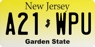 NJ license plate A21WPU