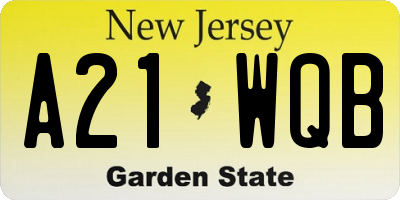 NJ license plate A21WQB