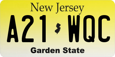 NJ license plate A21WQC