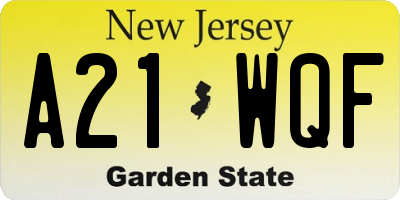 NJ license plate A21WQF