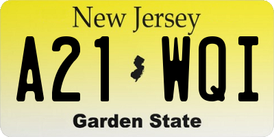 NJ license plate A21WQI