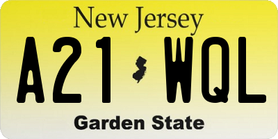 NJ license plate A21WQL