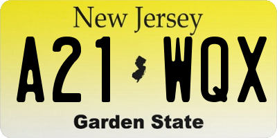 NJ license plate A21WQX