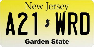 NJ license plate A21WRD