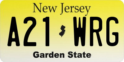 NJ license plate A21WRG