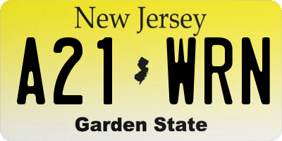NJ license plate A21WRN