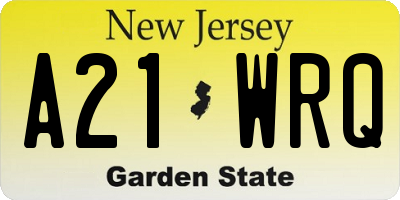 NJ license plate A21WRQ
