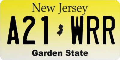 NJ license plate A21WRR