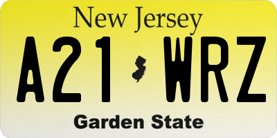 NJ license plate A21WRZ