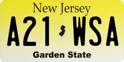 NJ license plate A21WSA
