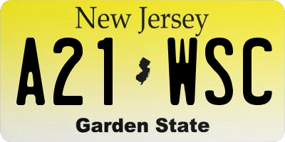 NJ license plate A21WSC