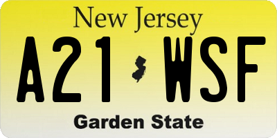 NJ license plate A21WSF
