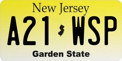 NJ license plate A21WSP